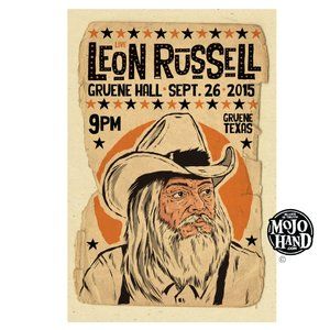 Leon Russell Concert tour poster - 2015 - 12"x18" signed by the poster designer
